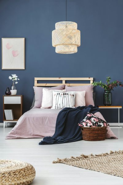 Pouf and carpet on floor